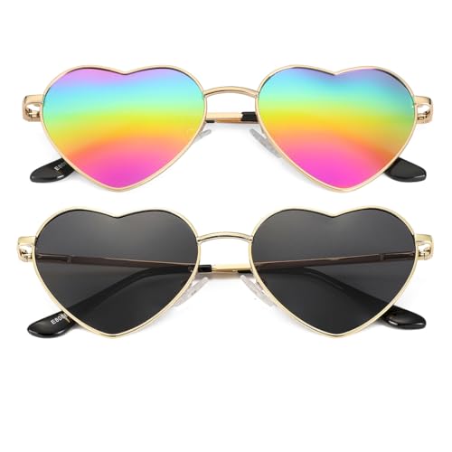 NIDOVIX Polarized Heart Shaped Sunglasses for Women, Vintage Fashion Cute Lovely Sun Glasses Metal Frame UV400 Protection