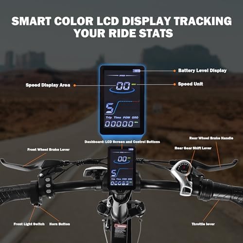 ACTBEST Summit Foldable Ebike for Adults, 20'' Fat Tire Electric Bike with Peak 1200W Motor, 48V 12AH Built-in Battery, LCD Display & Full Suspension E Bike for Commuting image 6