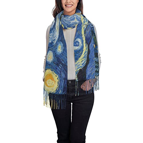 Van Gogh Starry Sky Night Art Soft Blanket Scarf Long Warm Shawl Wraps Scarfs For Women