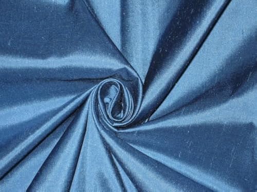 Tissu en soie Dupion bleu nuit 54" haute couture pour robe d'exception