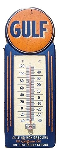 LARGE 15 GULF NO-NOX Gasoline and Oil Vintage Style Thermometer Sign Gas Service Station MAN CAVE