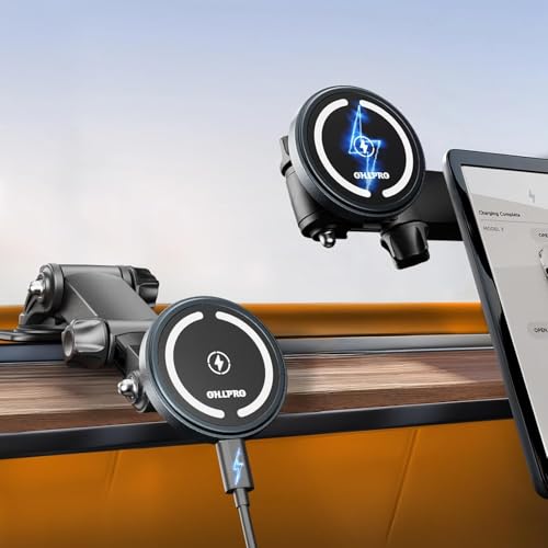 OHLPRO Magsafe Autohalterung mit Ladefunktion für iPhone 16, 15W Schnellladung Magsafe Auto-Ladegerät für Tesla Touchscr...