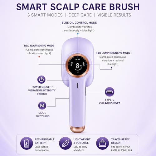 Image of Premium Electric Head Scalp Massager Comb | 3-in-1 Hair Scalp Massager with Oil Applicator | Ideal for Hair Growth, Dandruff Control & Hair Fall Reduction | Boosts Oil /Serum Absorption & Stress Relief | Portable, Lightweight, Easy-to-Use Shiatsu Massager for Men & Women (Multi)