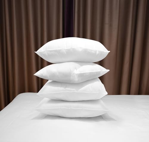 18x18" inch Cushion Inserts Pack of 4 - Square Cushions Inners for Sofa, Chair, Bedroom, Indoor & Outdoor - 100% Polypropylene Cover with Soft Hollow Fibre Filling - 45x45cm Cushion