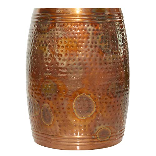 Deco 79 Aluminum Cylinder Accent Table With Hammered Design, 14" X 14" X 19", Copper #TOP7