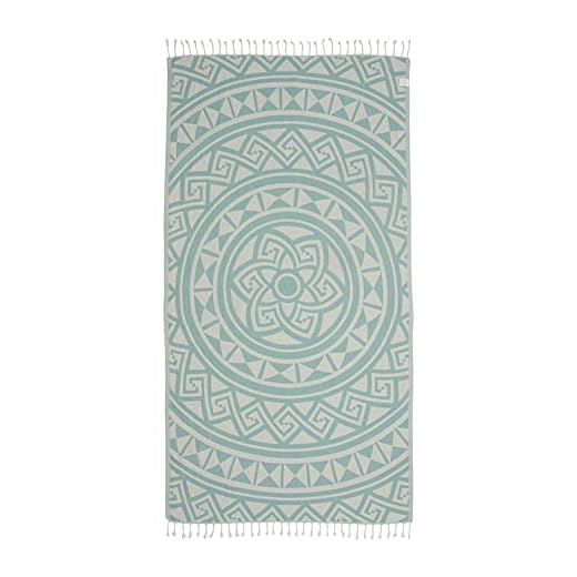 Sand Cloud Turkish Beach Towel - Sand Free - 100% Organic Turkish Cotton Yarn - Quick Dry Towel for Beach, Picnic Blanket or Throw - As Seen on Shark Tank - Mandala (Mint)