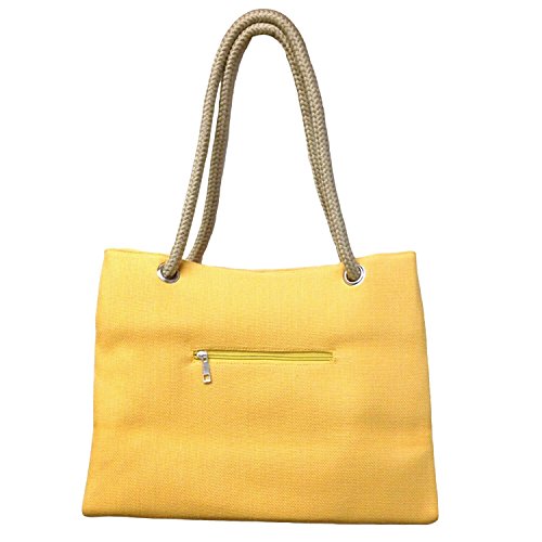 Zipper Linen Tote Bag - Yellow