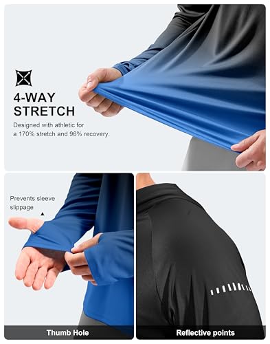 Image of Men's Sun Protection Hoodie Shirts Long Sleeve UPF 50+ Swim Shirts for Men Rash Guard Fishing Shirt Quick Dry