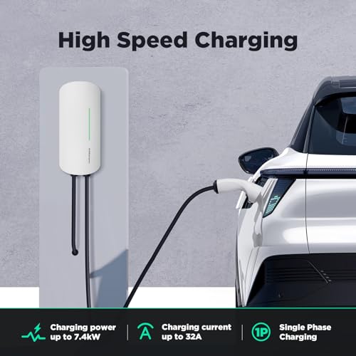 Wallbox 7.4kW Type 2 Electric Vehicle Home Charging Station Single Phase Cable 6M Outdoor and Indoor Use