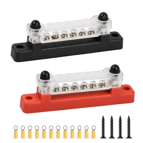 2 Piezas Bloques de Distribución, Bloque de Conexiones de Batería, Terminal Cobre Barra Colectora, 48 V Bloque de Distribución de Energía para Marino Solar