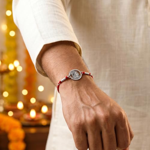 Image of GIVA 925 Silver Mahadev Blessing Rakhi | Raksha Bandhan Rakhi for Mens | Gift for Couple | With Certificate of Authenticity and 925 Stamp