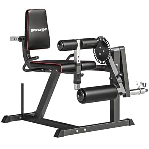 SPORTNOW Seated Leg Extension and Curl Machine Adjustable Plate Loaded