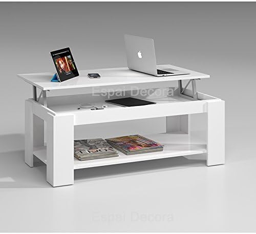 Hogar Decora Lift-Up Side Table Centre, White