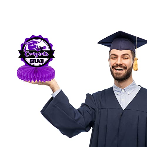 10Pcs Class Of 2023 Graduation Party Decorations 2023 Congrats Grad Honeycomb Centerpieces Congratulate Graduation Table Toppers For Graduation Party Favor Supplies(Black Purple) #TOP5