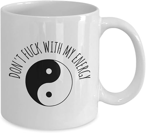 Miniatura 2 de Taza de café con texto en inglés "Don't Fuck with My Energy", divertida taza de café espiritual Yin Yang con cristales de luna celestial, regalo