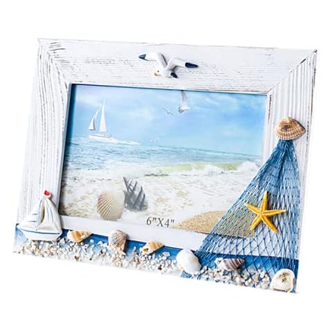 YOVECATHOU Desktop Wooden Photo Frame Picture Frames DIY 6x4 Inch, in Mediterranean For Nautical Beach Themed Home Coffee Shop Decoration Cover