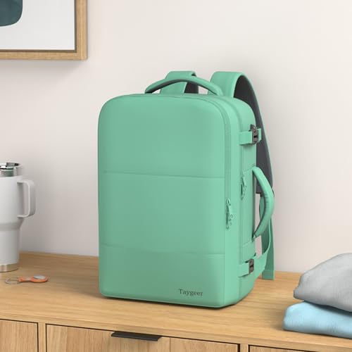 Taygeer Travel Backpack for College Woman, Lightweight Backpack for 15.6 inch Laptop with USB Charging Port, TSA Friendly Bag for Women Traveling, Back Pack Carry On Luggage for friend Gym Sport,Green - Thumbnail 2