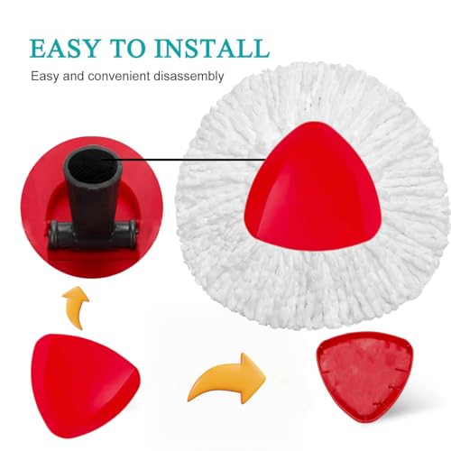 6 Pack Spin Mop Replacements Head Compatible for EasyWring 1-Tank System,Reusable Mop Heads Refills, Microfiber Mop Replace Head Refills,Included Mop Base (Not Fit 2-Tank) - Thumbnail 4