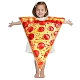 Kyson Kids Pizza Slice Costume Funny Food Costume Realistic Pepperoni Print Foam Halloween Outfit with Hook Loop Back Closure (S(Ages 3–6))