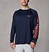 Columbia Men's Terminal Tackle Long Sleeve Fishing Shirt, Collegiate Navy/Sunset Red Logo, Large