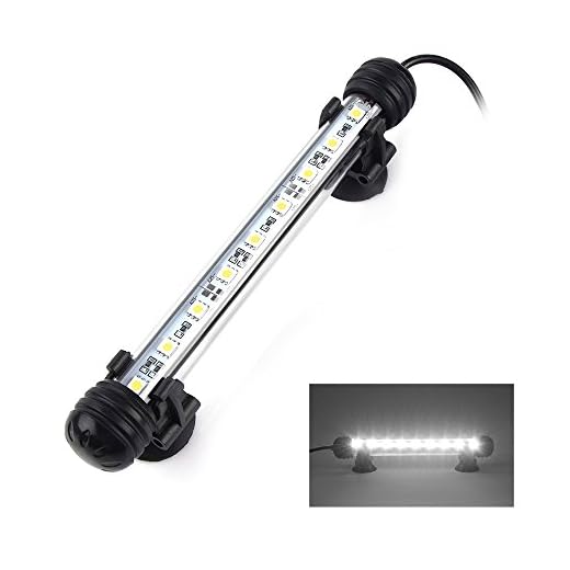 LED Aquarium Light, Smiful Fish Tank Light Submersible Underwater Crystal Glass LEDs Lights, 7.5"- White