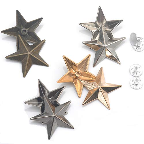 Yicbor 60Sets/Lot 29Mm Big Zinc Alloy Metal Rivets Star Jeans Garments Rivets Alum Nail For Diy Leather-Craft (Mixed Colors) #TOP6