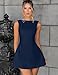 YMDUCH Women's Sexy Sleeveless Crew Neck Backless A-line Party Short Mini Dress Navy