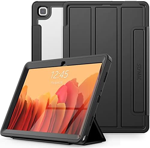 SEYMAC stock Samsung Galaxy Tab A7 Case 10.4’’ with [Screen Protector], Auto Wake/Sleep Smart Cover Slim Lightweight Tri-fold Stand Shockproof Case for Samsung Tab A7 SM-T500/T505/T507 2020 (Black)