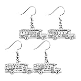 OATIPHO Pendientes de Autobús Escolar 2 Pares Fáciles de Poner y Quitar de Aleación de Zinc en Color Plata Ideales para DIY y Obsequio Especial