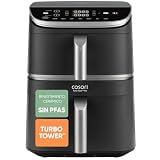 Cosori Air Fryer Turbo Tower Pro 10,8 Litros, Freidora de Aire con Revestimiento Cerámico sin PFAS, Doble Resistencia con Turbo Blaze, Airfryer de Doble Cesta Vertical, Multifunción 7 en 1, 2630W
