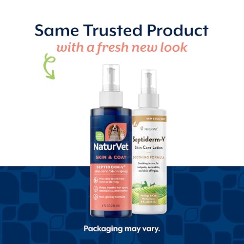 Image of NaturVet Green Tree Septiderm-V Skin Care Lotion for Dogs & Cats - Pet Health Supplement for Dermatitis, Dog Skin Allergies, Itching, Hot Spots, Cat Rashes - Pet Lotion, Grooming Aid - 8 Oz.