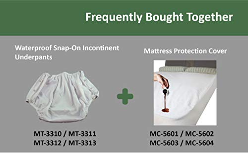 Obbomed® Mt-3310 / 3310G Snap-On Reusable Washable Underwear, Waterproof Incontinent Underpants, Cover-Up Diaper For Patients, Elders, Adult Men And Women – White (S: 22-28 Inches) #TOP6