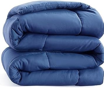 Casa Platino Quilted Comforter California King Size - Super Soft Duvet Insert with 8 Tabs - Comfy & Cozy All Season Cal King Bedding Comforter - Down Alternative Bed Comforters - 96"x102", Dark Blue