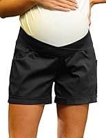 Algopix Similar Product 8 - Black Maternity Summer Shorts for