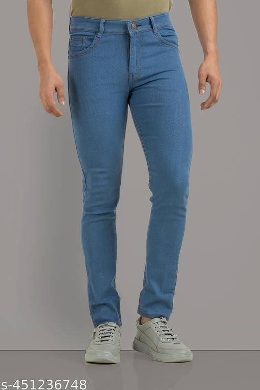 Image of Men's Solid Comfortable Slim Fit Jeans