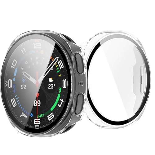 UIUIKA For Galaxy Watch 8 44mm �J�o�[ Galaxy Watch 8 44mm �ی�P�[�X �����K���X�t�B����&PC�t���[�� �����h�~ �Ռ��z�� �X�N���b�`�h�~ �h�o�h�� �w��h�~ �y�ʔ��^�݌v�i�N���A)
