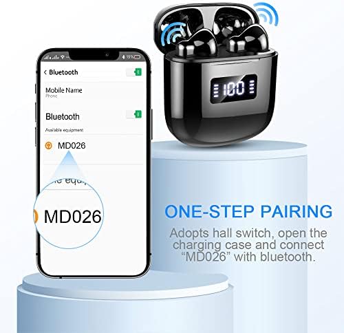 Wireless Earbuds, Bluetooth 5.3 Headphones with ENC Noise Cancelling Microphone, In Ear Wireless Headphones Mini HiFi Stereo Sound, IP7 Waterproof Sport Wireless Earphones 25H Playtime LED Display