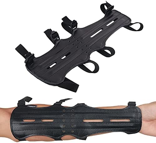 TOPARCHERY 12″ Cow Leather Arm Guard Protector with 4 Adjustable Straps