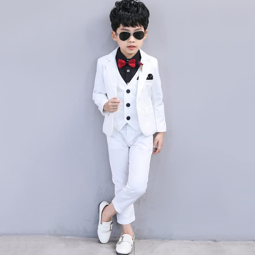Traje para Niño Boda Ceremonia Conjunto, Blazer + Chaleco + Pantalones + Camisas + Pajarita 5 Piezas Traje de Ceremonia Trajes de Ajustado Traje Formal Ropa de Fiesta Boda