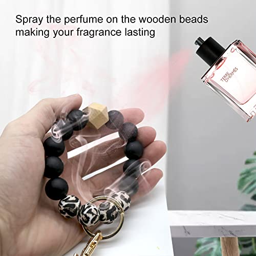 Tassel Keychains For Women,Silicone Key Ring Bracelet,Cute Car Keychains,Elastic Beaded Keychains Wristlet #TOP3