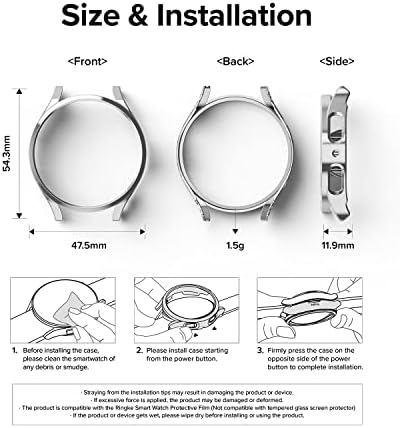Ringke Slim Case [2 Pack] Compatible with Samsung Galaxy Watch 5 Pro 45mm, Watch5 Pro Bezel [Frame Only] Premium PC Hard Thin Cover - Clear & Chrome