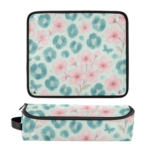 Bolso de viaje para herramientas de cabello, resistente al calor e impermeable, para plancha y rizador, con diseño de flores y mariposas miniatura 3