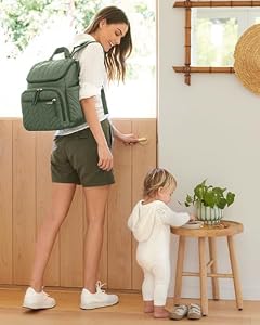 Skip Hop Diaper Bag Backpack: Forma, Multi-Function Baby Travel Bag with Changing Pad & Stroller Attachment, Sage — photo 2 of 6