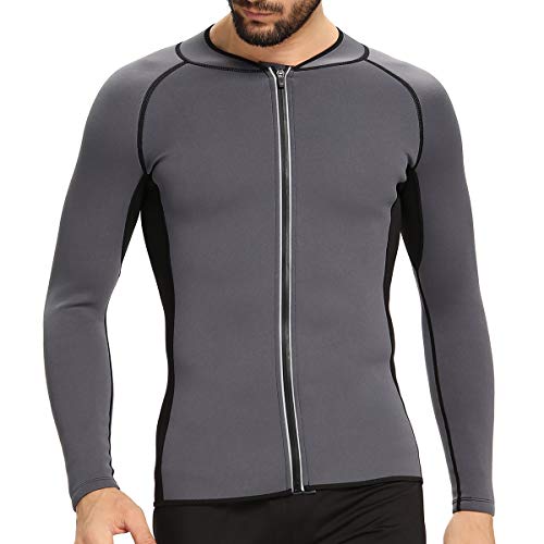 Nonecho Men Neoprene Sauna Suit Workout Running Jacket Sweat Waist Trainer Body Shaper Cycling Jersey Zipper #TOP26