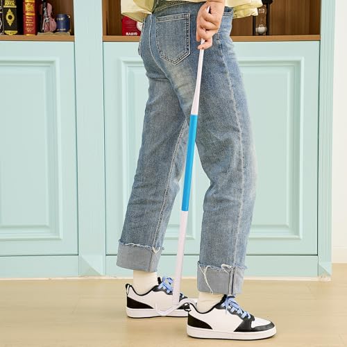Geelin 4 Pcs 35\'\' Extra Long Dressing Stick, Handled Shoe Horn for Elderly, Disabled, Limited Mobility, Hip Replacement Recovery, Shoulder and Knee Surgery, Helps Getting Dressed Without Bending