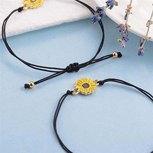 nuoshen 2 pcs Fashion Sunflower Bracelet, Matching Bracelets Adjustable Distance Wish Bracelet Friendship Gifts Graduation Leaving Gifts for Classmates Colleagues Friends Couple Family Women Girls