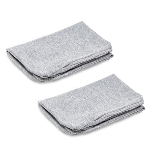 Alkamto 2 Pieces Pillowcases for Travel Pillow - Premium 15.7 x 9.8 Twin Pack Cover - Double Jersey Cotton - Set of 2 Zippered Covers (Gray)