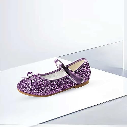 Girls Princess Shoes Glitter Bowknot 𝗦parkle 𝗠ary Jane 𝗟ow Heel 𝐅lats Wedding Birthday Part𝐲 Prom Footwear Shoes2
