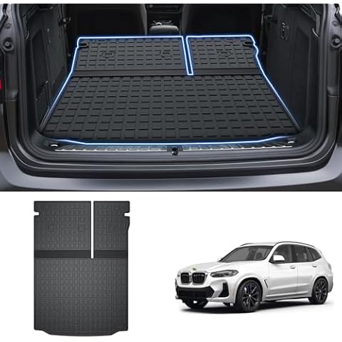 T TGBROS Cargo Backrest Mat for 2018-2023 2024 BMW X3 All Weather Cargo Trunk Mat Cargo Liner Back Seat Cover Protector TPE Black Non-Slip (Backrest Mats+Trunk Mat) Cover