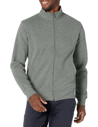 Image of Amazon Essentials Men's Standard Full-Zip Fleece Mock Neck Midweight Sweatshirt with Pockets